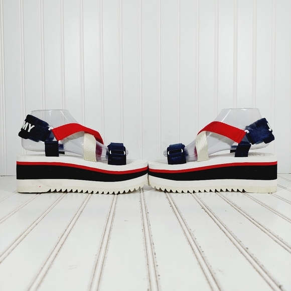 Tommy Hilfiger Red, White, and Blue Platform Sandals - Picture 7 of 12